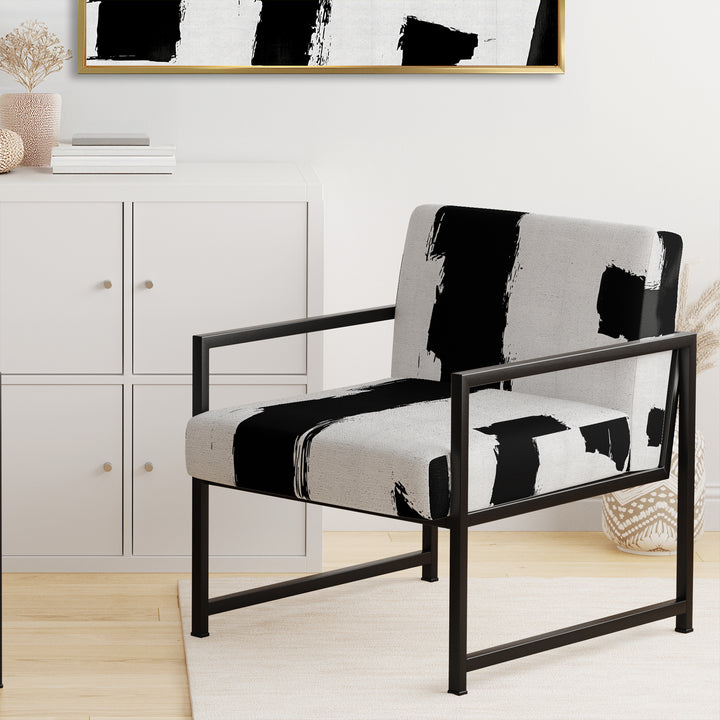 Black &amp; White Crossing Paths II - Upholstered Accent Chair