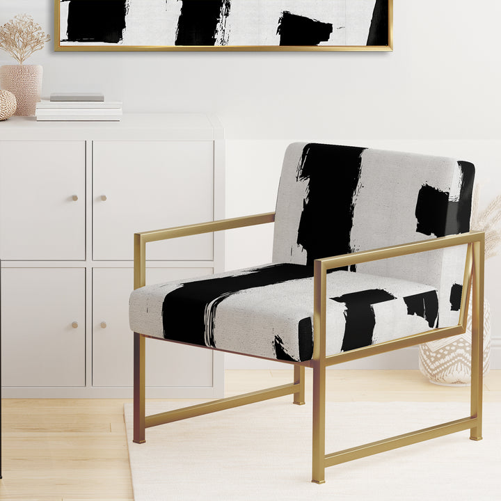 Black &amp; White Crossing Paths II - Upholstered Accent Chair