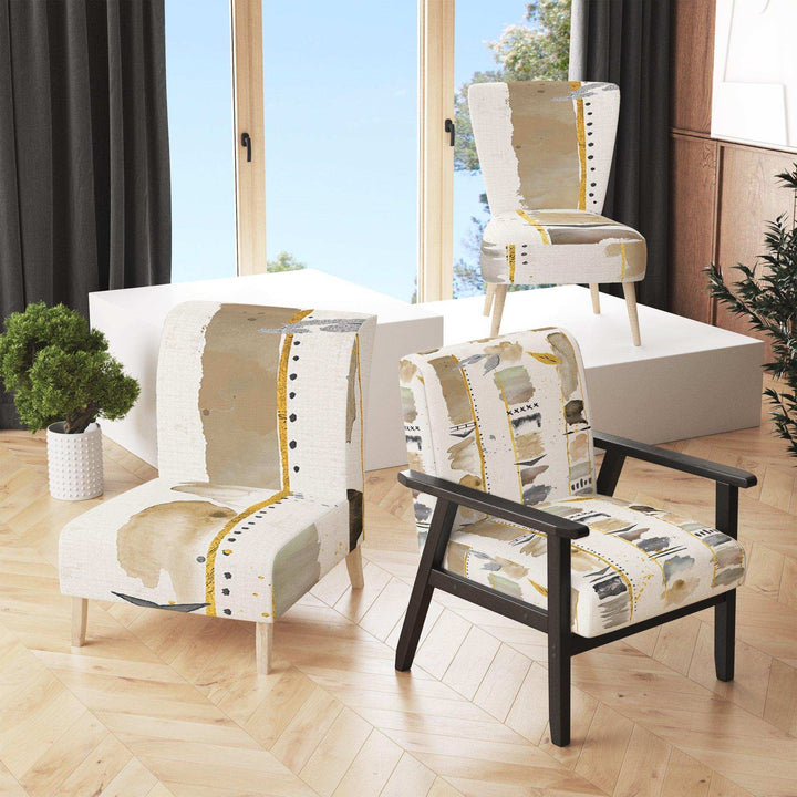 Abstract Gold Birch Trees I - Traditional Accent Chair