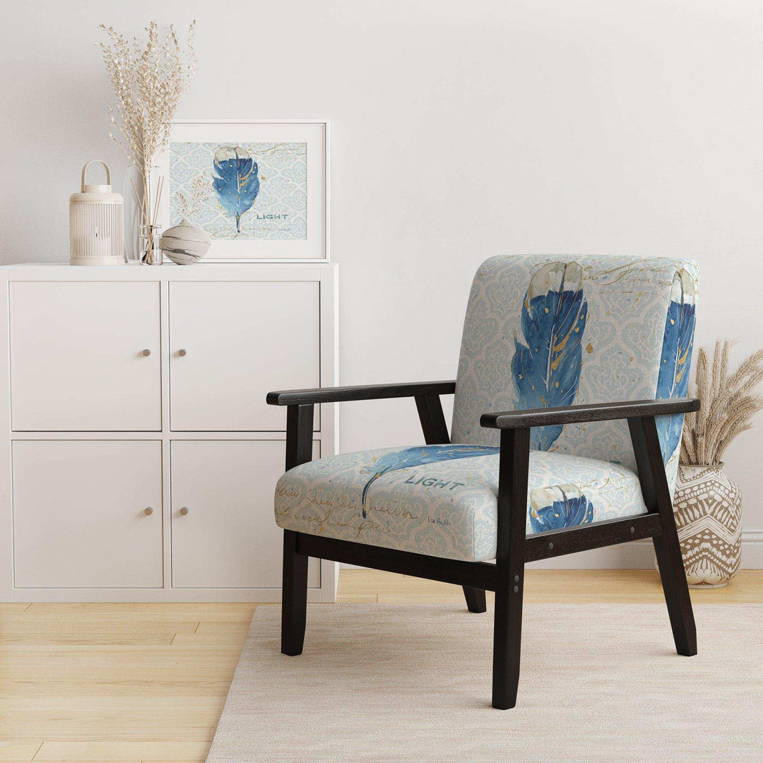 Blue Damask Feather - Farmhouse Accent Chair
