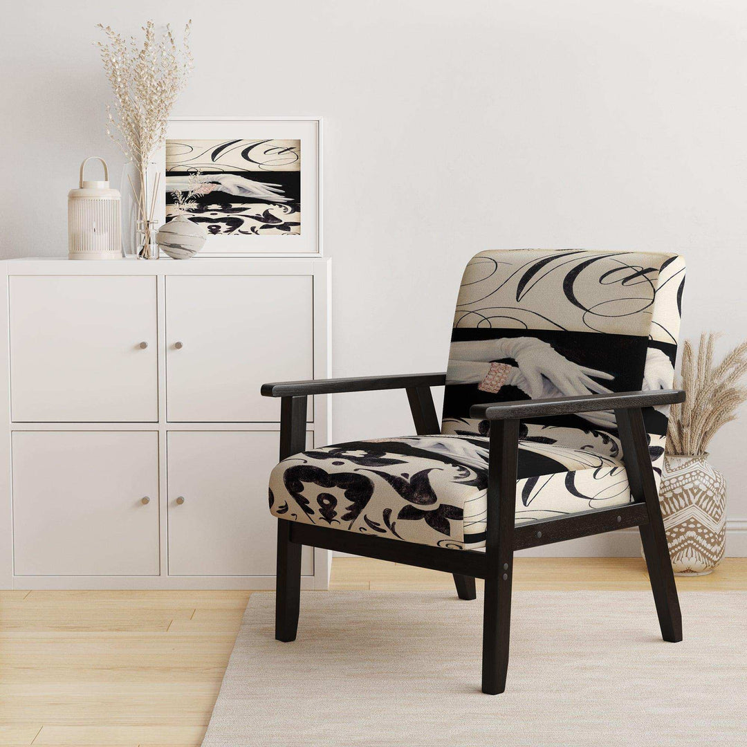 Black And White Fancy Glamorous Gloves - Traditional Accent Chair