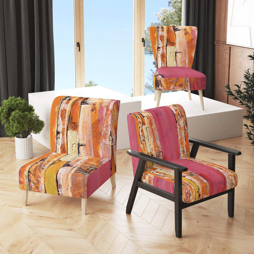 Glamorous Composition of Red and Gold Mid-Century Accent Chair