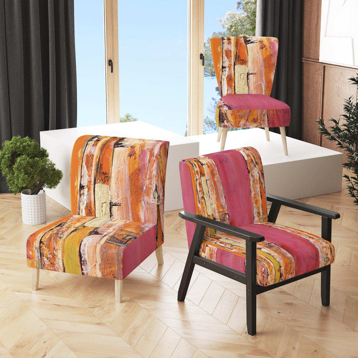 Glamorous Composition of Red and Gold Mid-Century Accent Chair