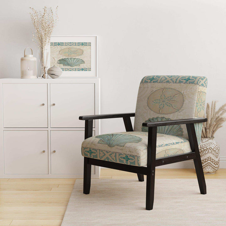 Seastar and Blue Sea Shell II - Nautical &amp; Coastal Accent Chair