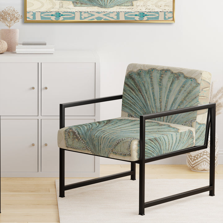 Seastar And Blue Sea Shell II - Upholstered Accent Chair