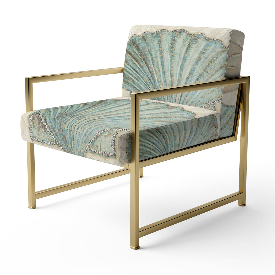 Seastar And Blue Sea Shell II - Upholstered Accent Chair