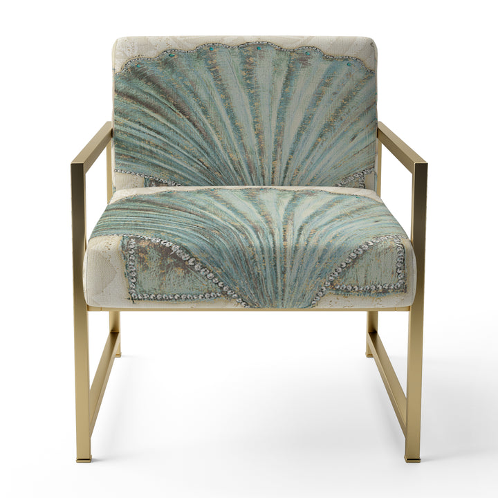 Seastar And Blue Sea Shell II - Upholstered Accent Chair