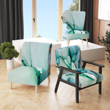 Giliane - Turquoise And Green Marble Waves - Upholstered Abstract Accent Slipper Chair