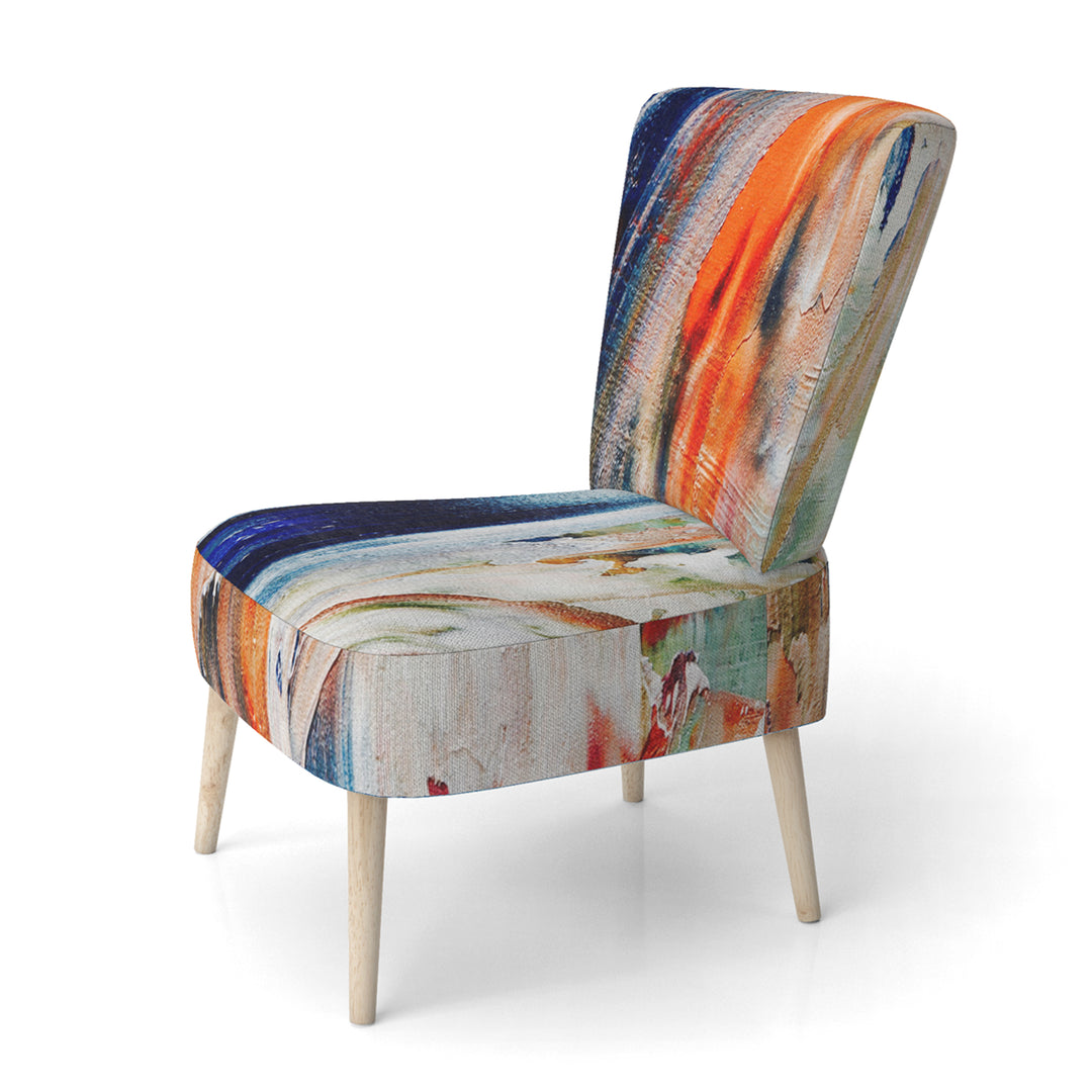 Orange And Blue Abstract Expression - Upholstered Accent Chair