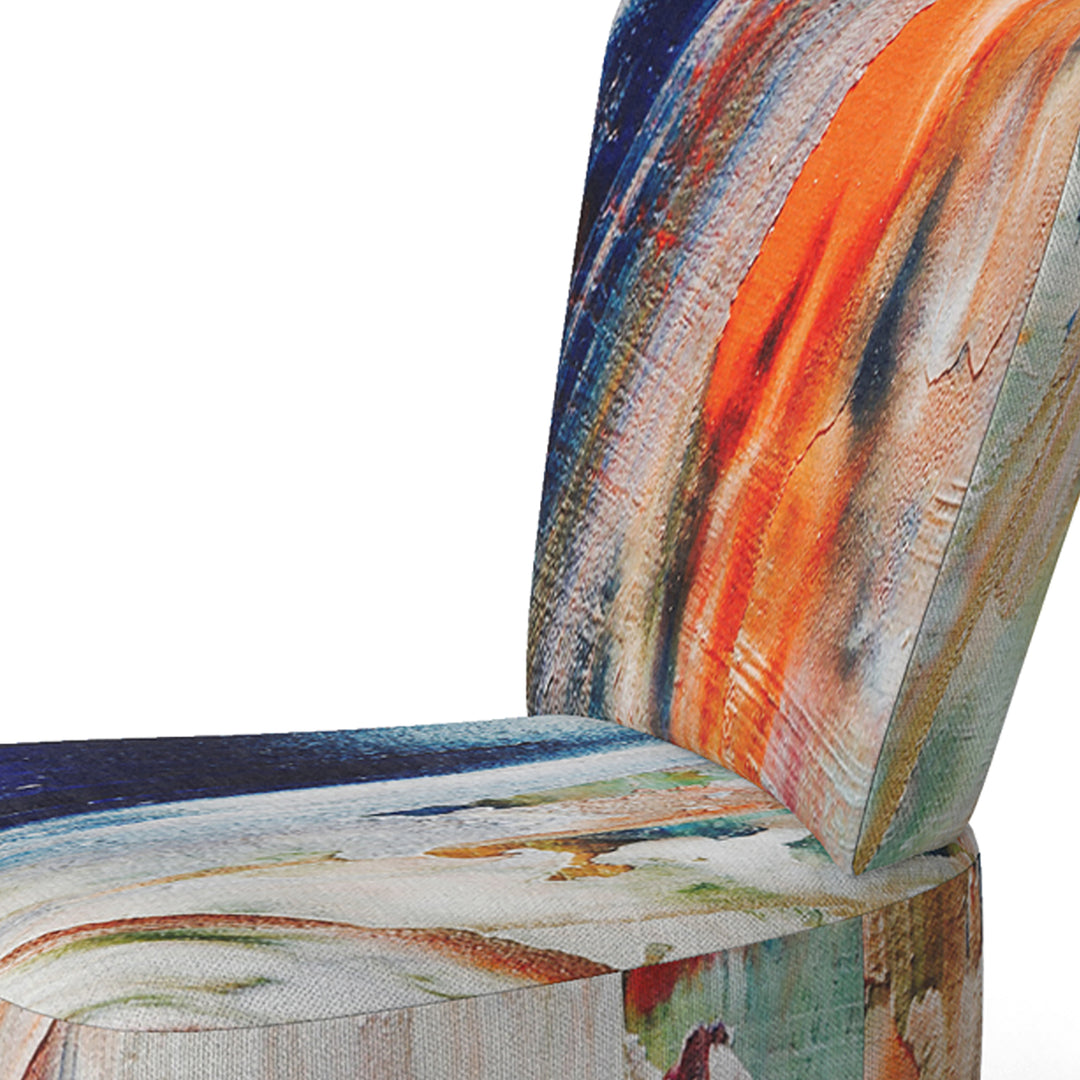 Orange And Blue Abstract Expression - Upholstered Accent Chair