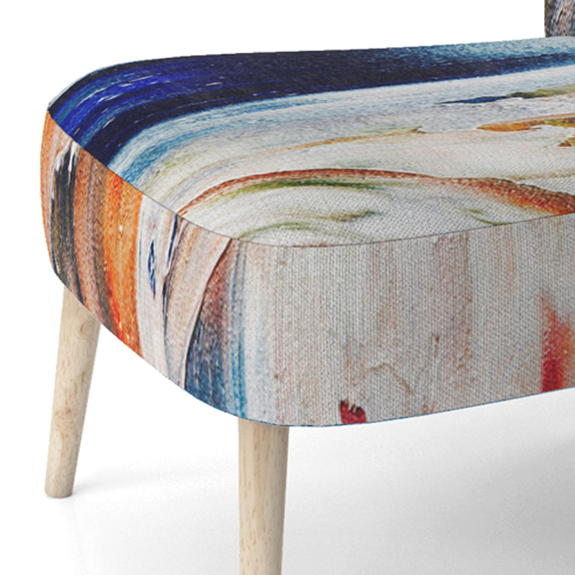 Orange And Blue Abstract Expression - Upholstered Accent Chair