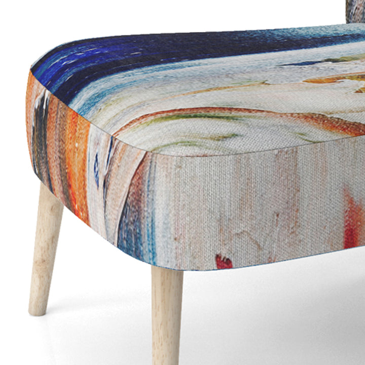 Orange And Blue Abstract Expression - Upholstered Accent Chair