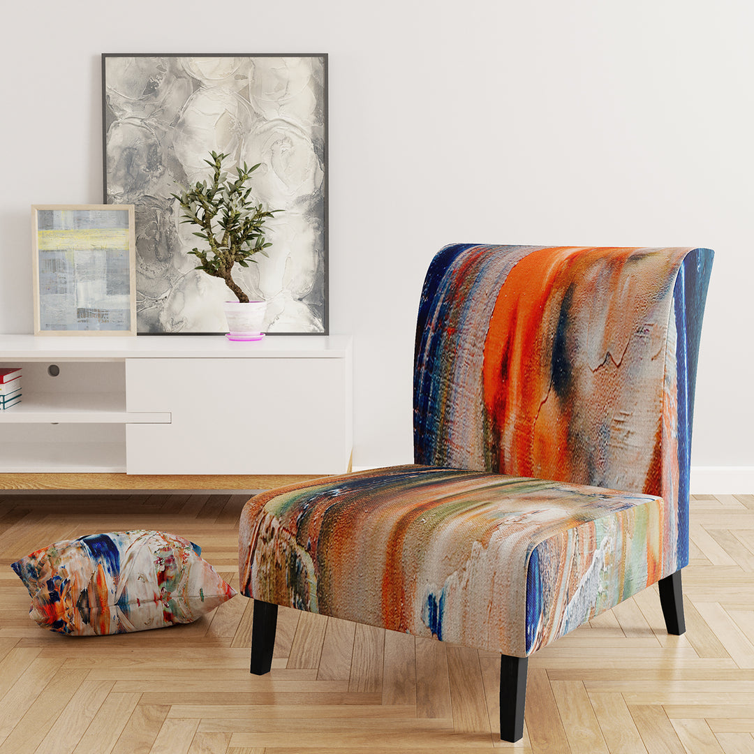Orange And Blue Abstract Expression - Upholstered Accent Chair
