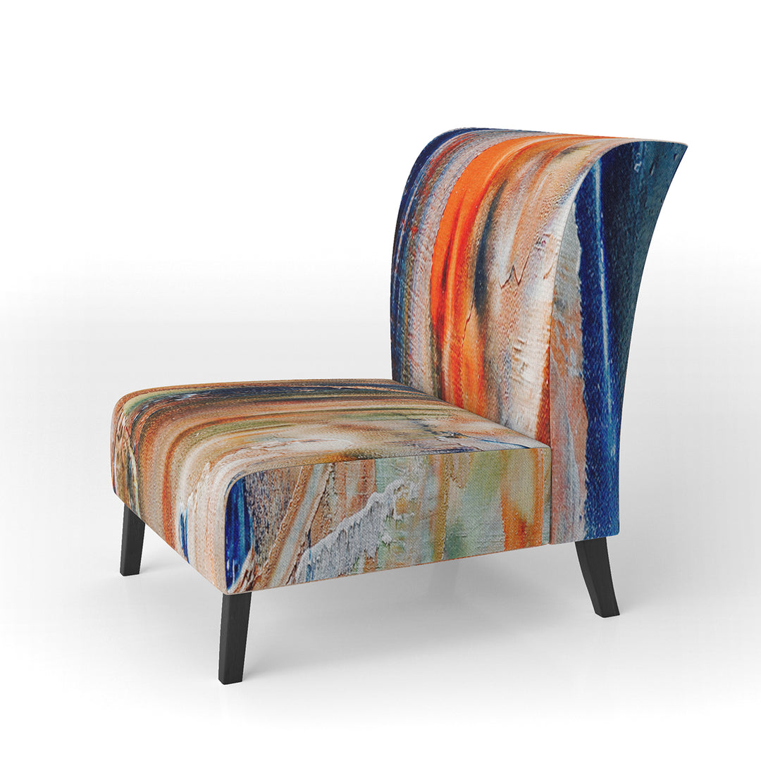 Orange And Blue Abstract Expression - Upholstered Accent Chair