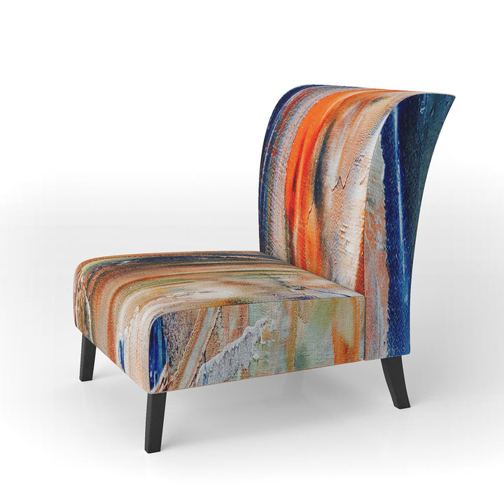 Orange And Blue Abstract Expression - Upholstered Accent Chair