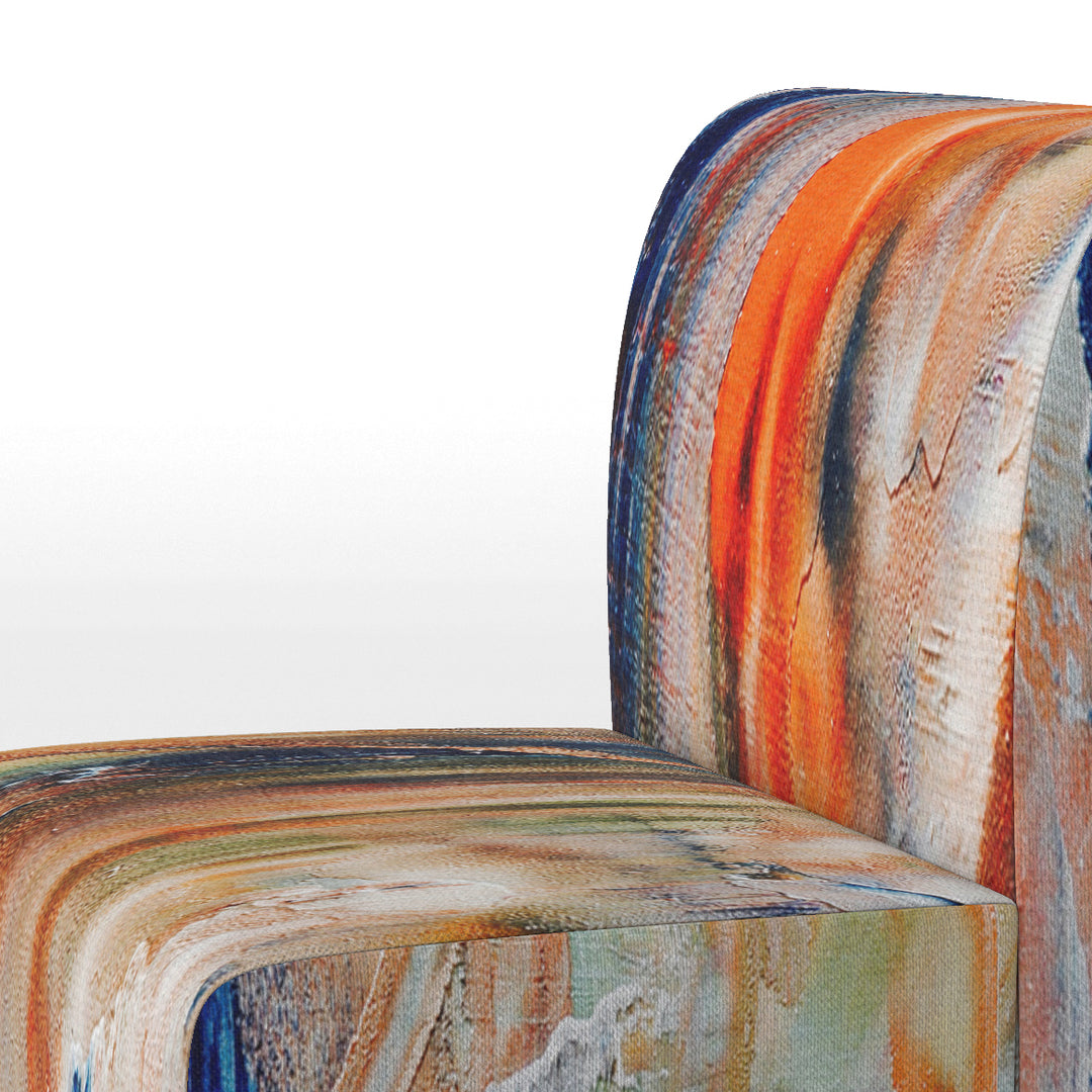 Orange And Blue Abstract Expression - Upholstered Accent Chair