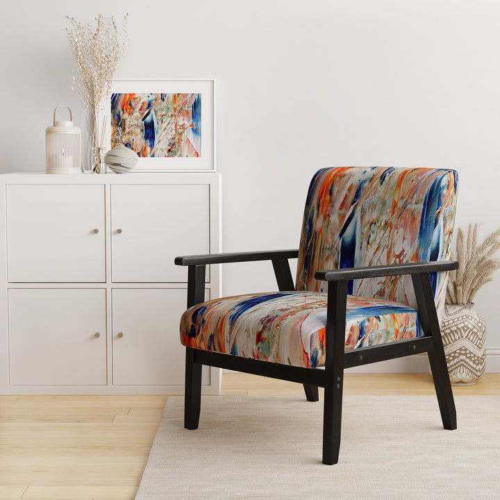 Orange And Blue Abstract Expression - Upholstered Accent Chair