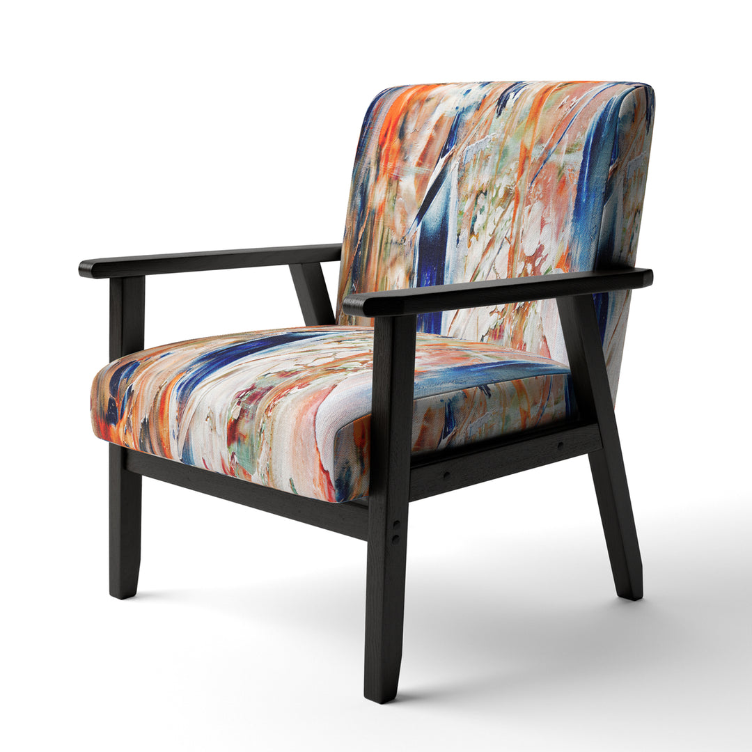 Orange And Blue Abstract Expression - Upholstered Accent Chair