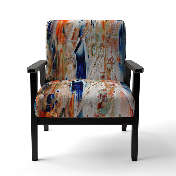 Orange And Blue Abstract Expression - Upholstered Accent Chair