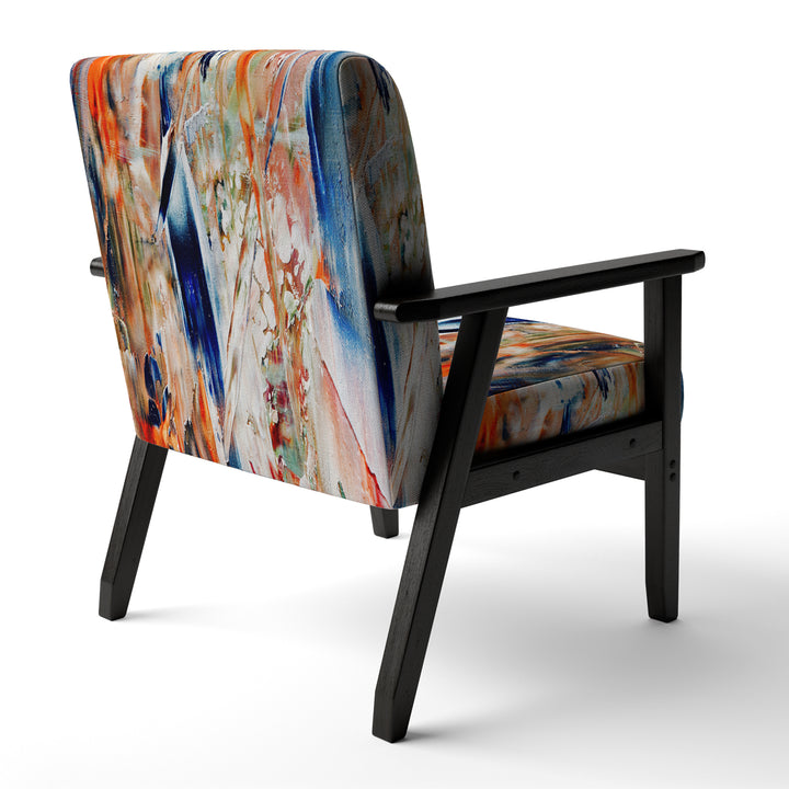 Orange And Blue Abstract Expression - Upholstered Accent Chair