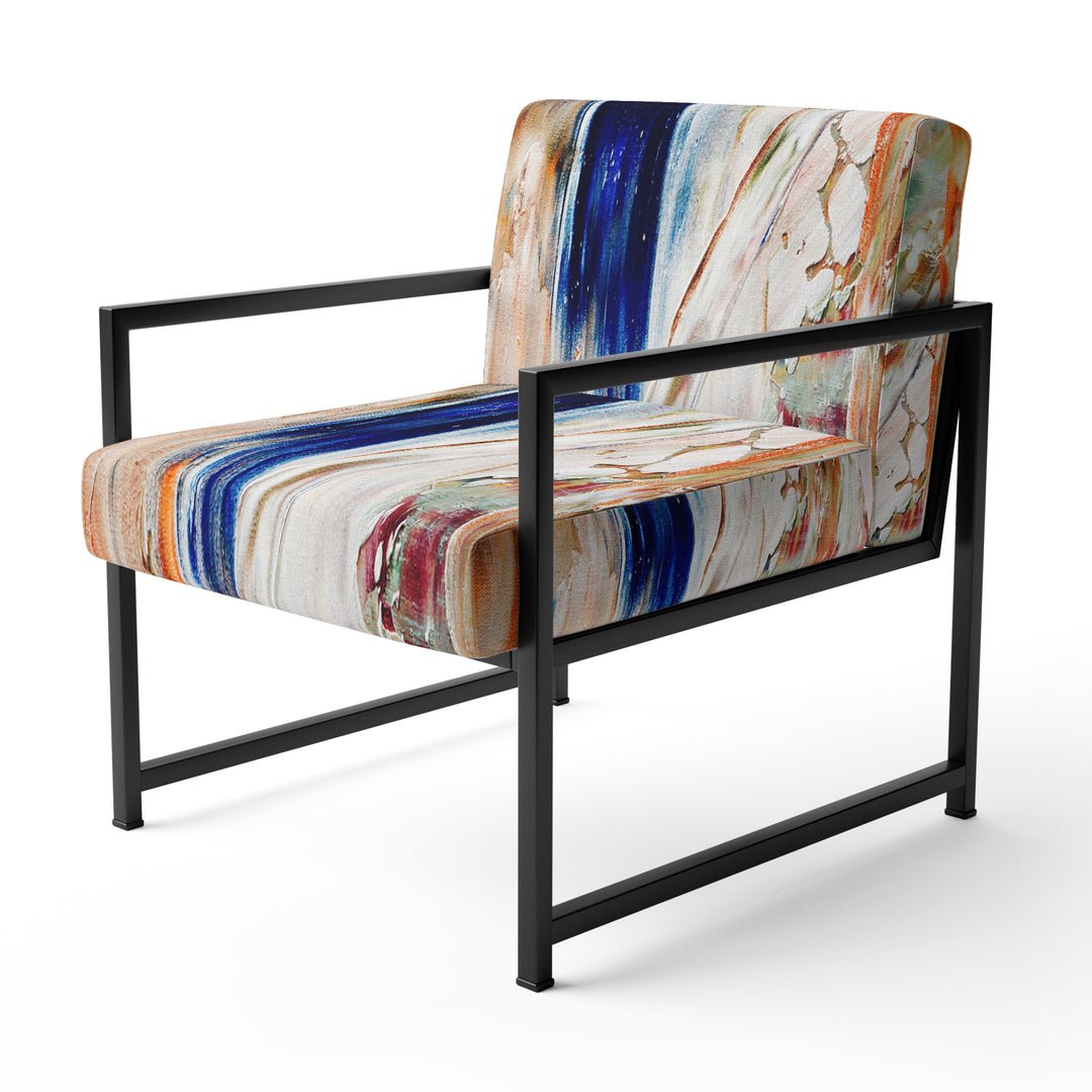 Orange And Blue Abstract Expression - Upholstered Accent Chair