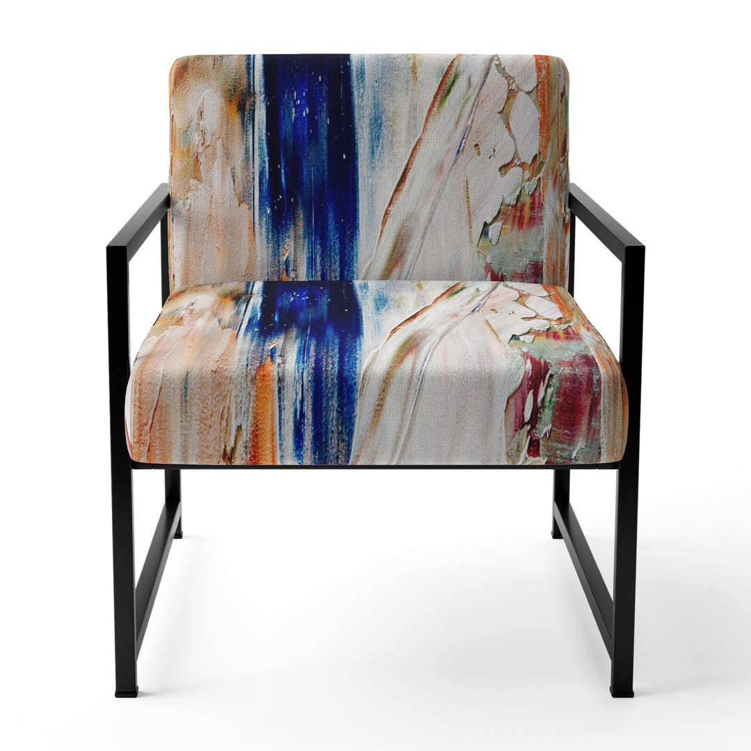 Orange And Blue Abstract Expression - Upholstered Accent Chair