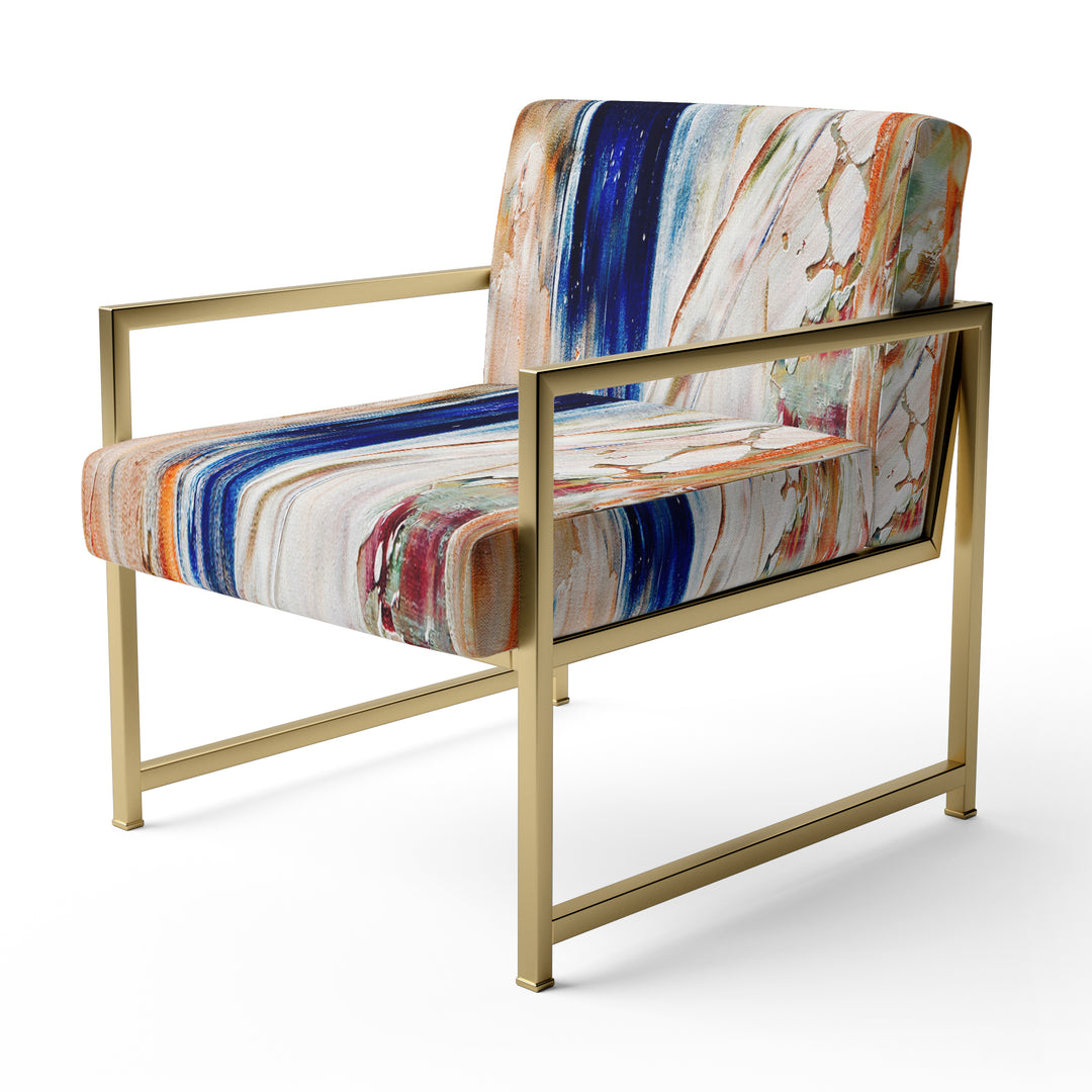 Orange And Blue Abstract Expression - Upholstered Accent Chair
