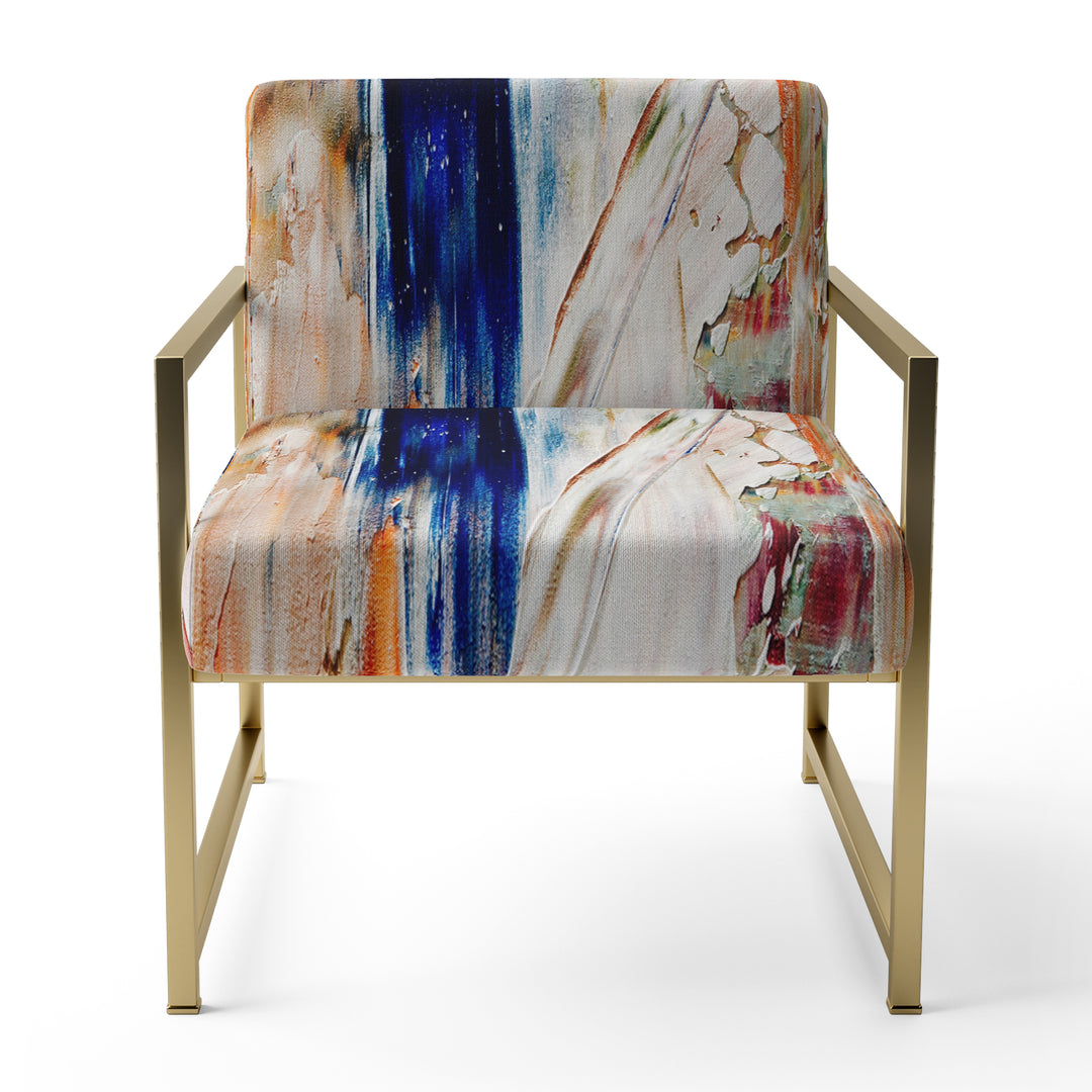 Orange And Blue Abstract Expression - Upholstered Accent Chair