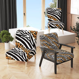 Zebra And Leopard Mix Pattern III - Upholstered Cabin & Lodge Accent Slipper Chair
