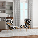 Zebra And Leopard Mix Pattern III - Upholstered Cabin & Lodge Accent Slipper Chair