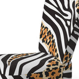 Zebra And Leopard Mix Pattern III - Upholstered Cabin & Lodge Accent Slipper Chair