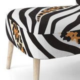 Zebra And Leopard Mix Pattern III - Upholstered Cabin & Lodge Accent Slipper Chair