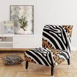 Zebra And Leopard Mix Pattern III - Upholstered Cabin & Lodge Accent Slipper Chair