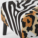 Zebra And Leopard Mix Pattern III - Upholstered Cabin & Lodge Accent Slipper Chair