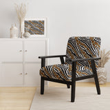 Zebra And Leopard Mix Pattern III - Upholstered Cabin & Lodge Accent Slipper Chair
