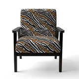 Zebra And Leopard Mix Pattern III - Upholstered Cabin & Lodge Accent Slipper Chair