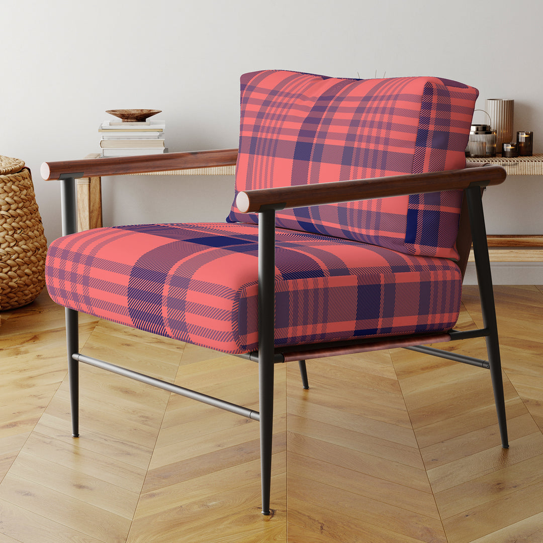Blue Checked Tartan - Upholstered Accent Chair