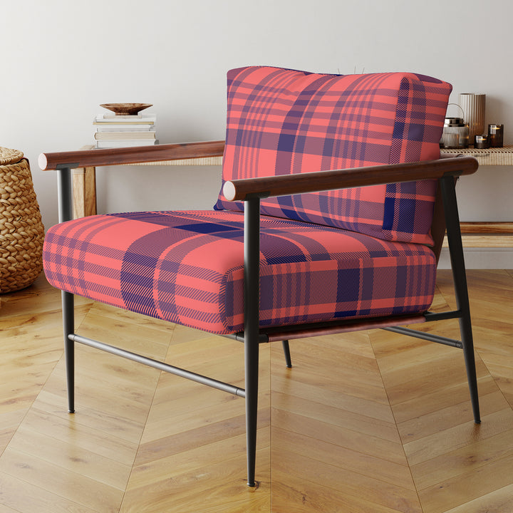 Blue Checked Tartan - Upholstered Accent Chair