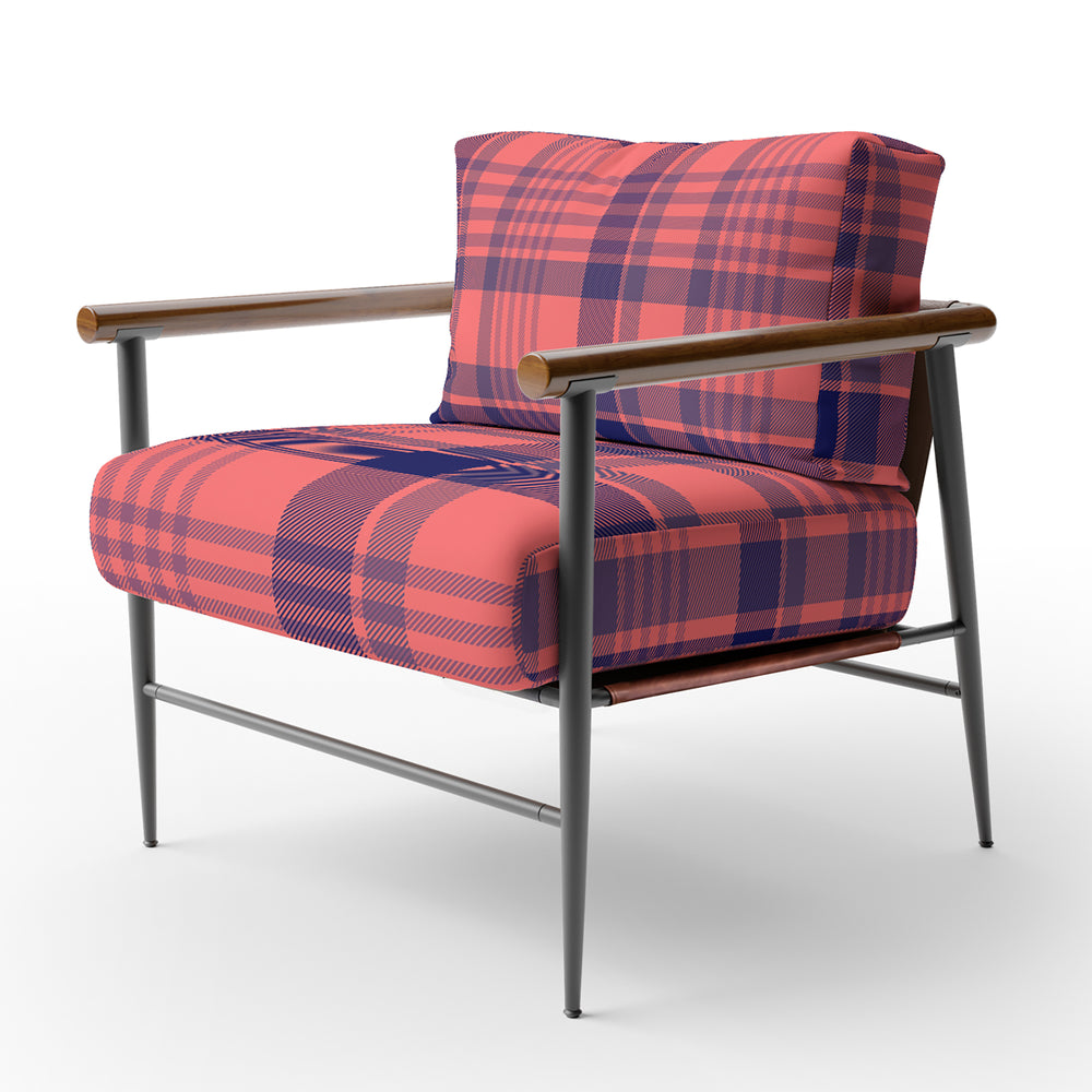 Blue Checked Tartan - Upholstered Accent Chair