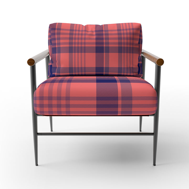 Blue Checked Tartan - Upholstered Accent Chair