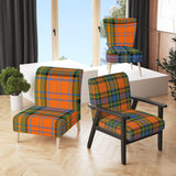Green And Orange Checked Tartan - Upholstered Patterned Accent Slipper Chair
