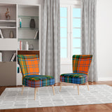Green And Orange Checked Tartan - Upholstered Patterned Accent Slipper Chair