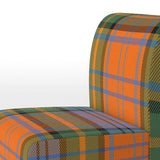 Green And Orange Checked Tartan - Upholstered Patterned Accent Slipper Chair