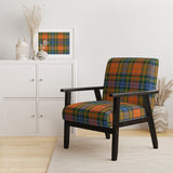 Green And Orange Checked Tartan - Upholstered Patterned Accent Slipper Chair