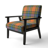 Green And Orange Checked Tartan - Upholstered Patterned Accent Slipper Chair