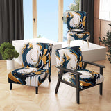 Blue And Gold Modern Art Abstract Painting V- Upholstered Accent Chair