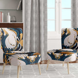 Blue And Gold Modern Art Abstract Painting V- Upholstered Accent Chair