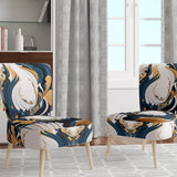 Blue And Gold Modern Art Abstract Painting V- Upholstered Accent Chair
