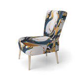 Blue And Gold Modern Art Abstract Painting V- Upholstered Accent Chair