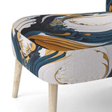 Blue And Gold Modern Art Abstract Painting V- Upholstered Accent Chair